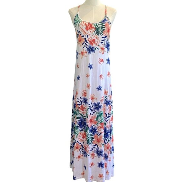 Tommy Bahama Spaghetti Strap Dress Racerback Cotton Floral Maxi Dress Size Small - Picture 2 of 5